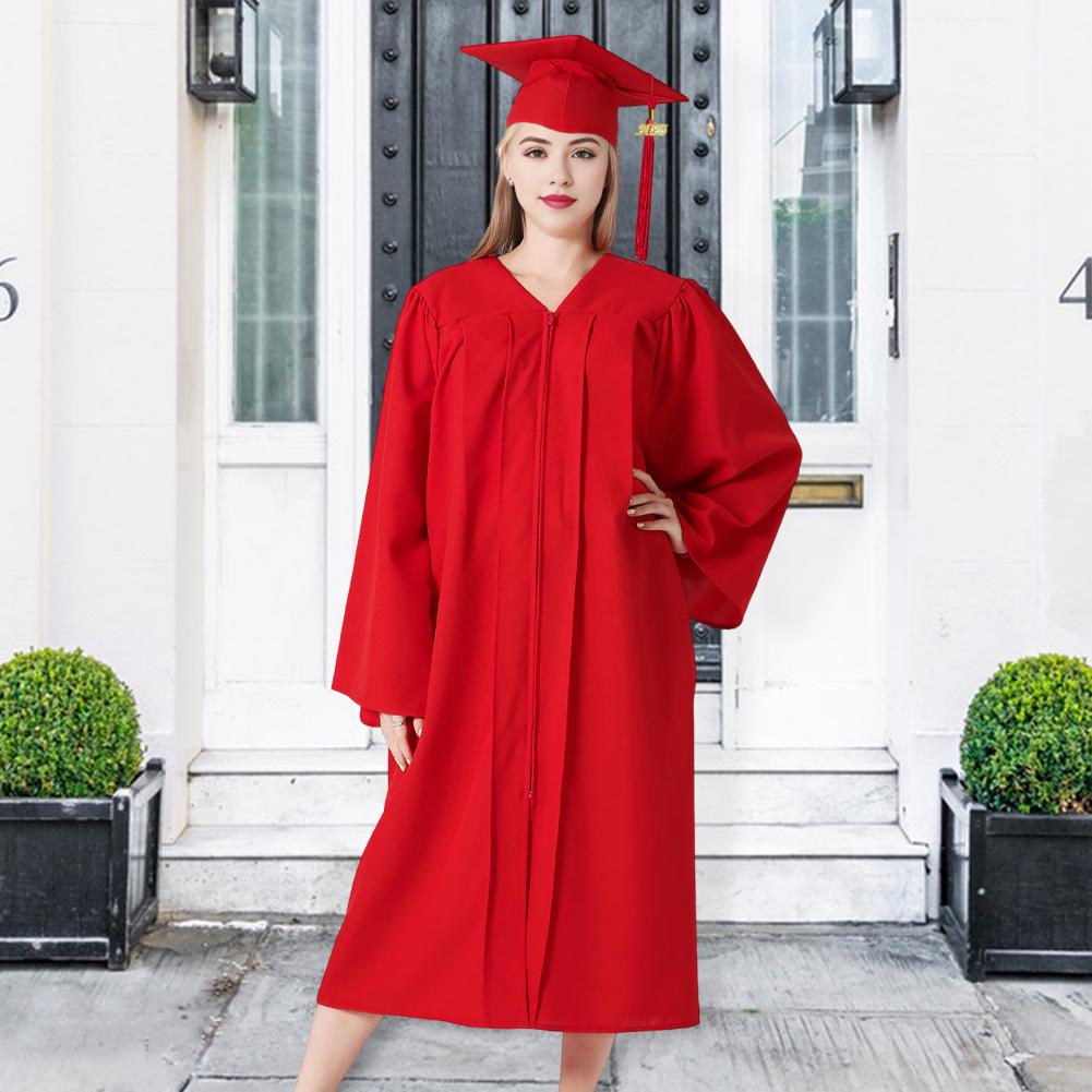 Tenue de remise des diplômes pour étudiants en arts, robe de graduation avec chapeau à col en V, uniforme de célibataire pour médecin, fête de remise des diplômes, longueur au genou longue