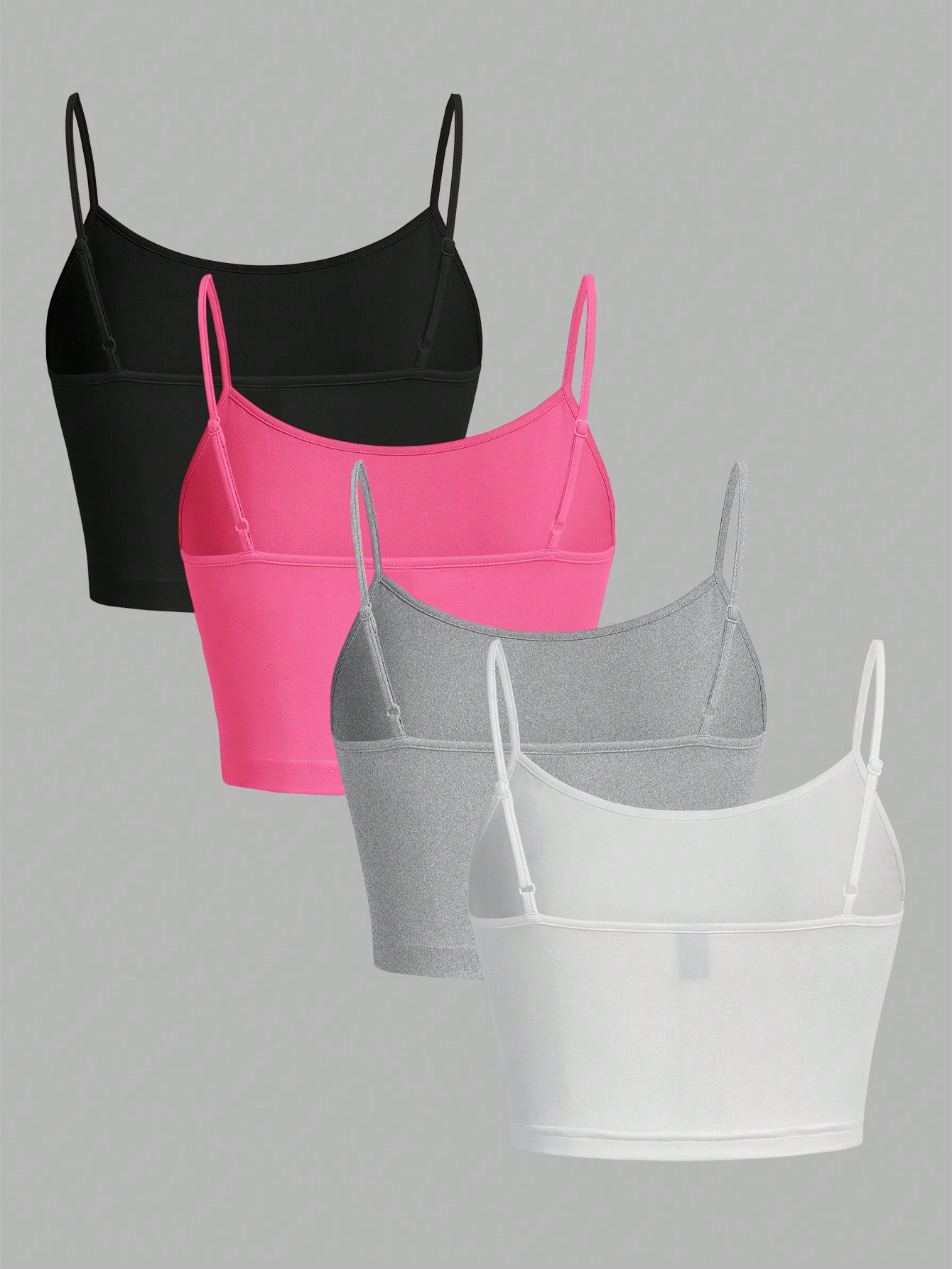 Lot de 4 débardeurs sexy d'été pour femmes, couleur unie, ajustables, confortables, doux, style crop top pour jeunes filles et femmes