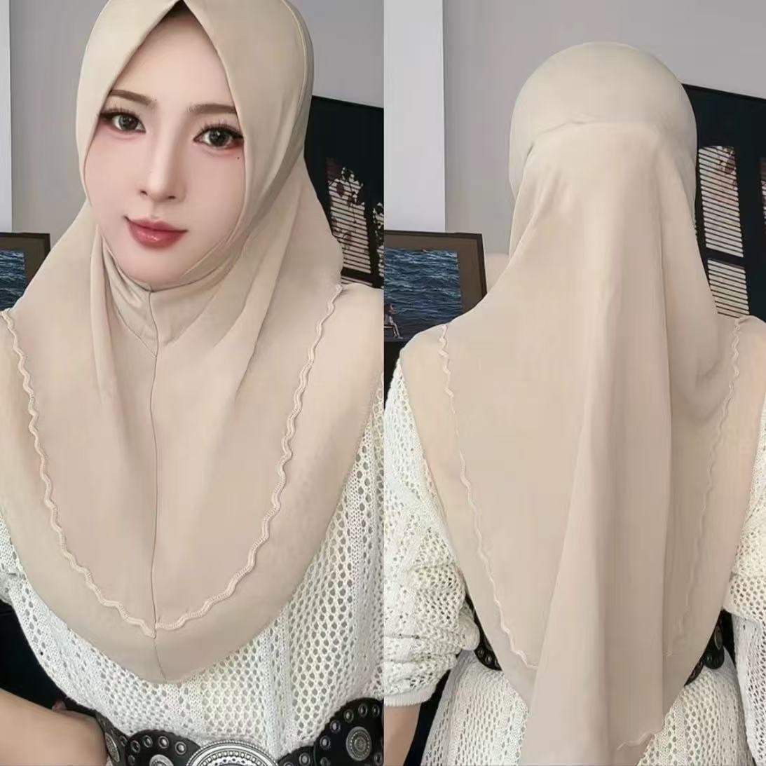 Hijab en mousseline d'été facile à porter, style queue d'hirondelle, pour femmes musulmanes