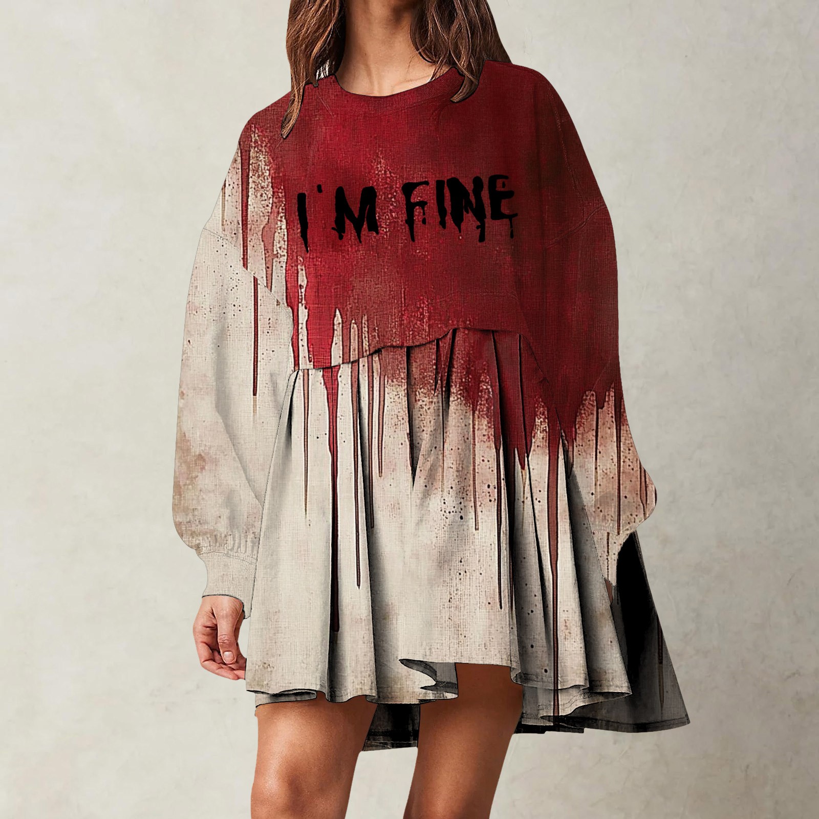 Robes décontractées pour adolescents, sweat-shirt surdimensionné pour femmes, manches longues, col rond, hauts pull, robes d'automne pour femmes, semi-formelles
