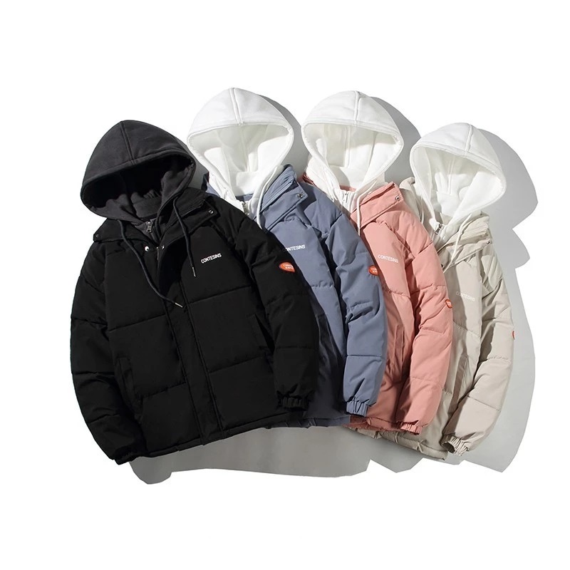 Parka courte à capuche surdimensionnée pour hommes et femmes, manteau en coton rembourré, pardessus décontracté, mode féminine, hiver