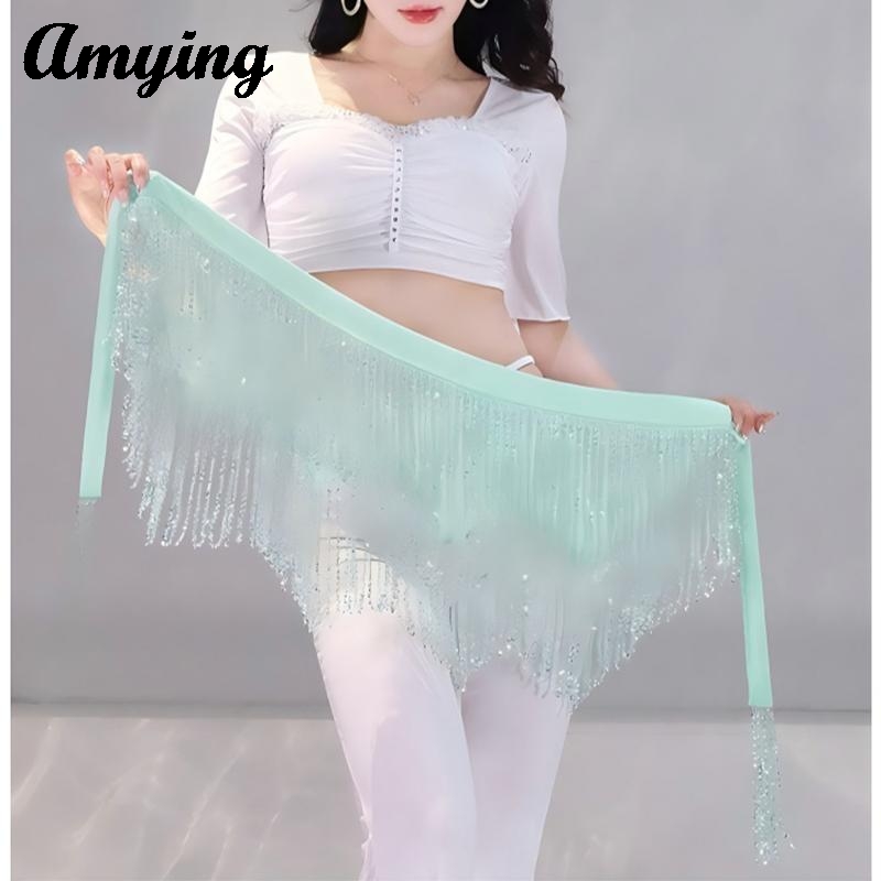 Chaîne de taille de danse orientale nouveau style, foulard de hanche à sequins et pompons, pour la pratique de la danse orientale, la danse jazz et les performances polyvalentes