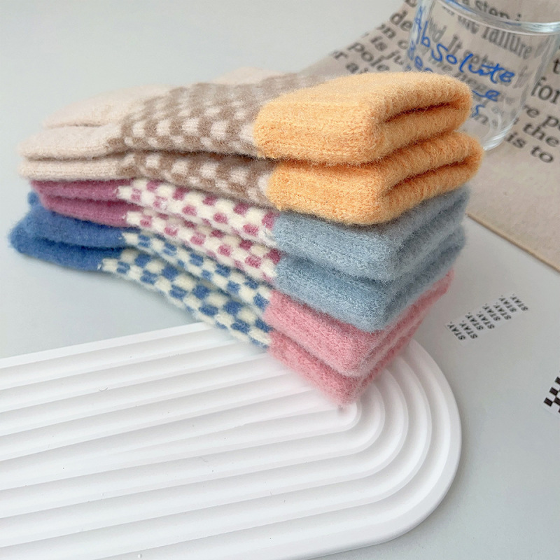 Gants en laine tricotés pour écran tactile pour femmes, garde au chaud, mignon, joli treillis à la mode, épais, haute qualité, Protection contre le froid, hiver