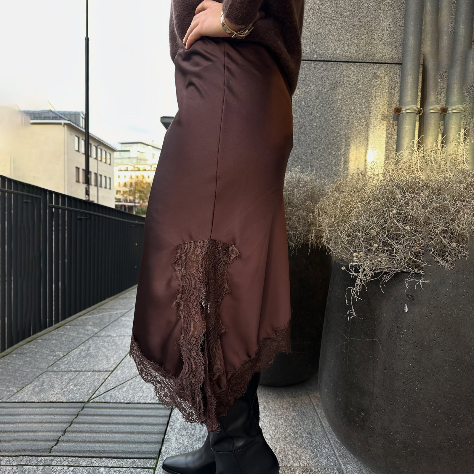 Jupe mi-longue en Satin et dentelle pour femmes, imprimé à pois, taille haute, ligne a, Vintage, soie, robe de sortie, Streetwear, Clubwear, Y2k