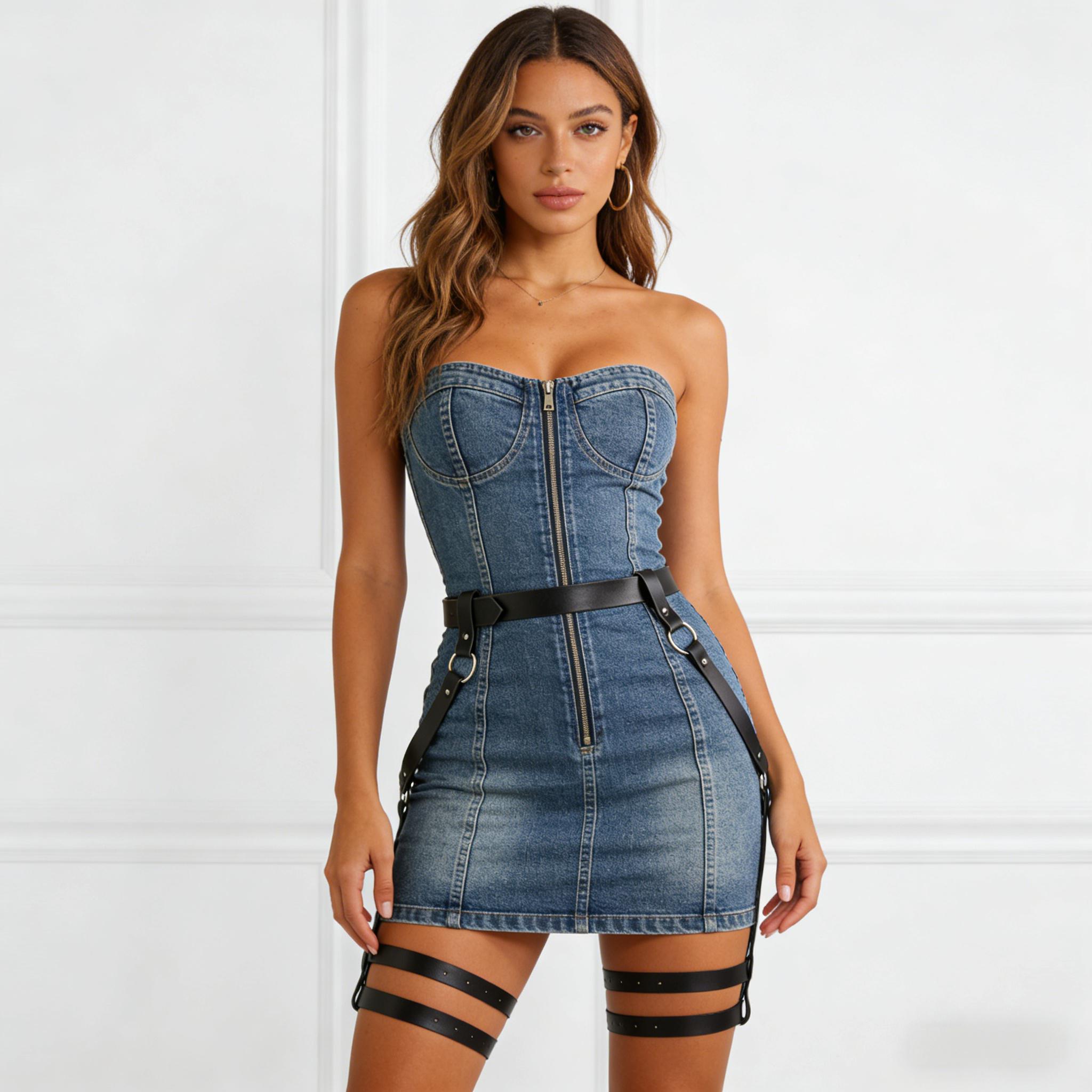 Chaînes de taille en cuir style punk, ceintures de jambe pour femmes et filles, jarretières de cuisse, harnais de corps, accessoires pour jean et pantalon