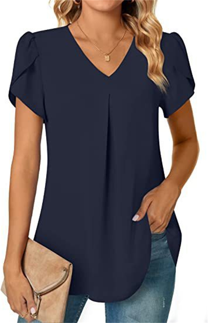 Femmes col en V épissure dentelle décoration pull chemise élégante fleurs botaniques imprime femme Blouse été décontracté à manches courtes haut