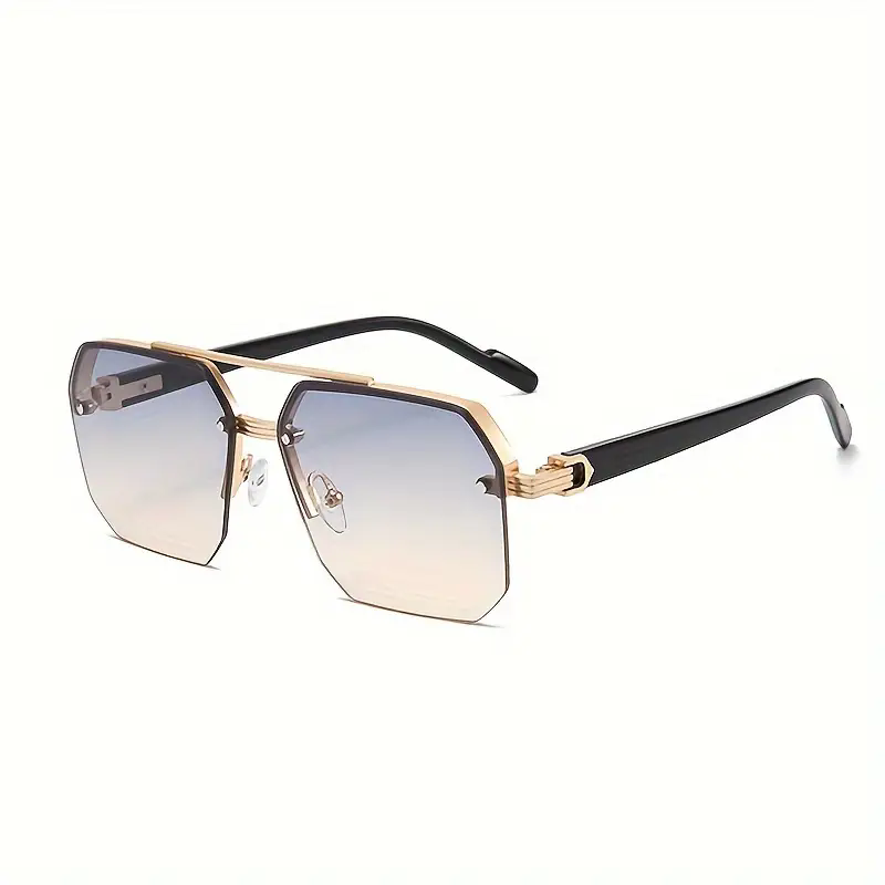 Lunettes classiques à la mode demi-monture pour hommes et femmes – Style vintage, effet amincissant pour la conduite et les aventures en plein air dégradé