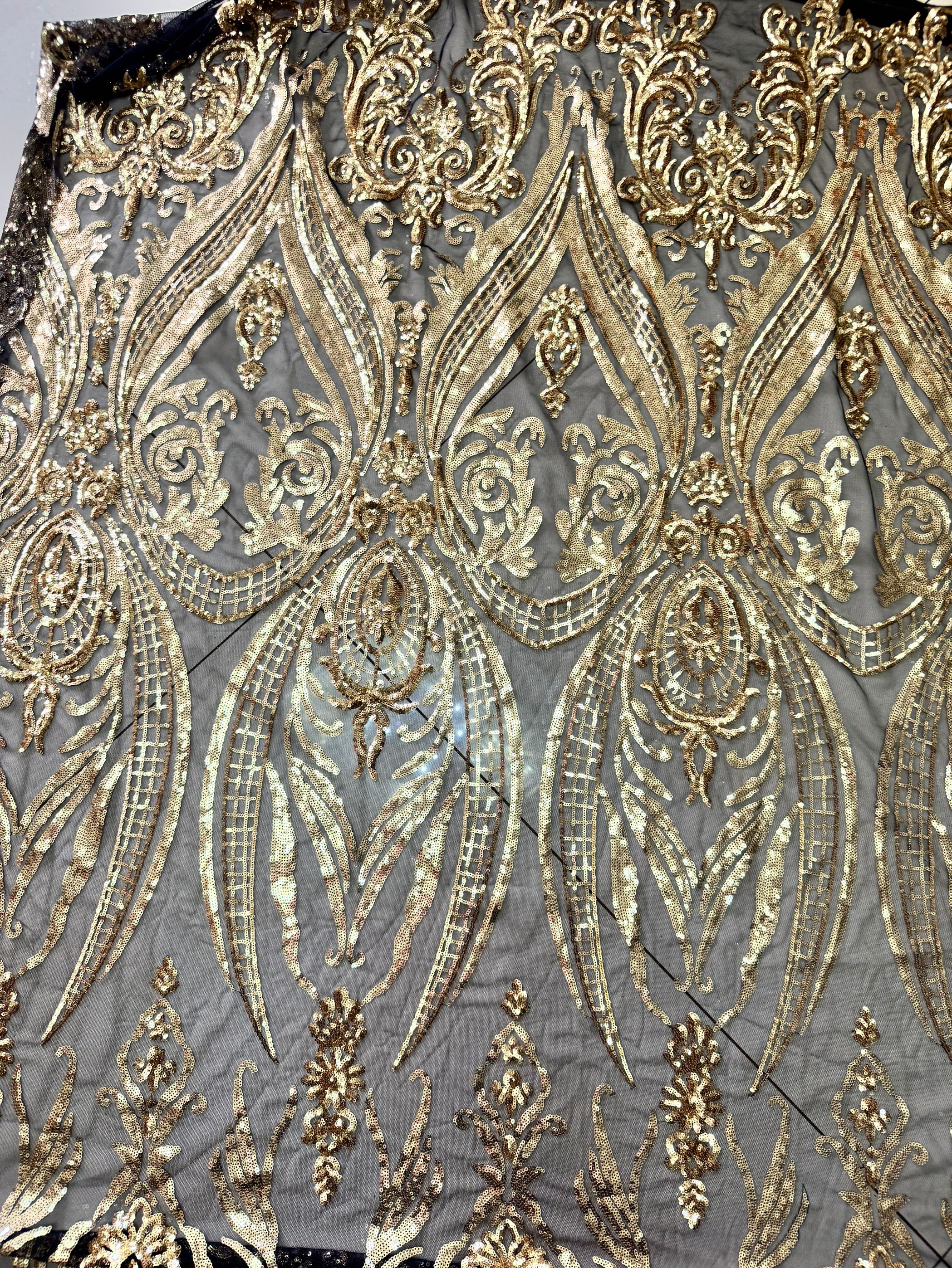 Nouvelle couleur noir or brodé dentelle matériel paillettes robe de soirée Costume vêtements accessoires maille paillettes mère robe tissu