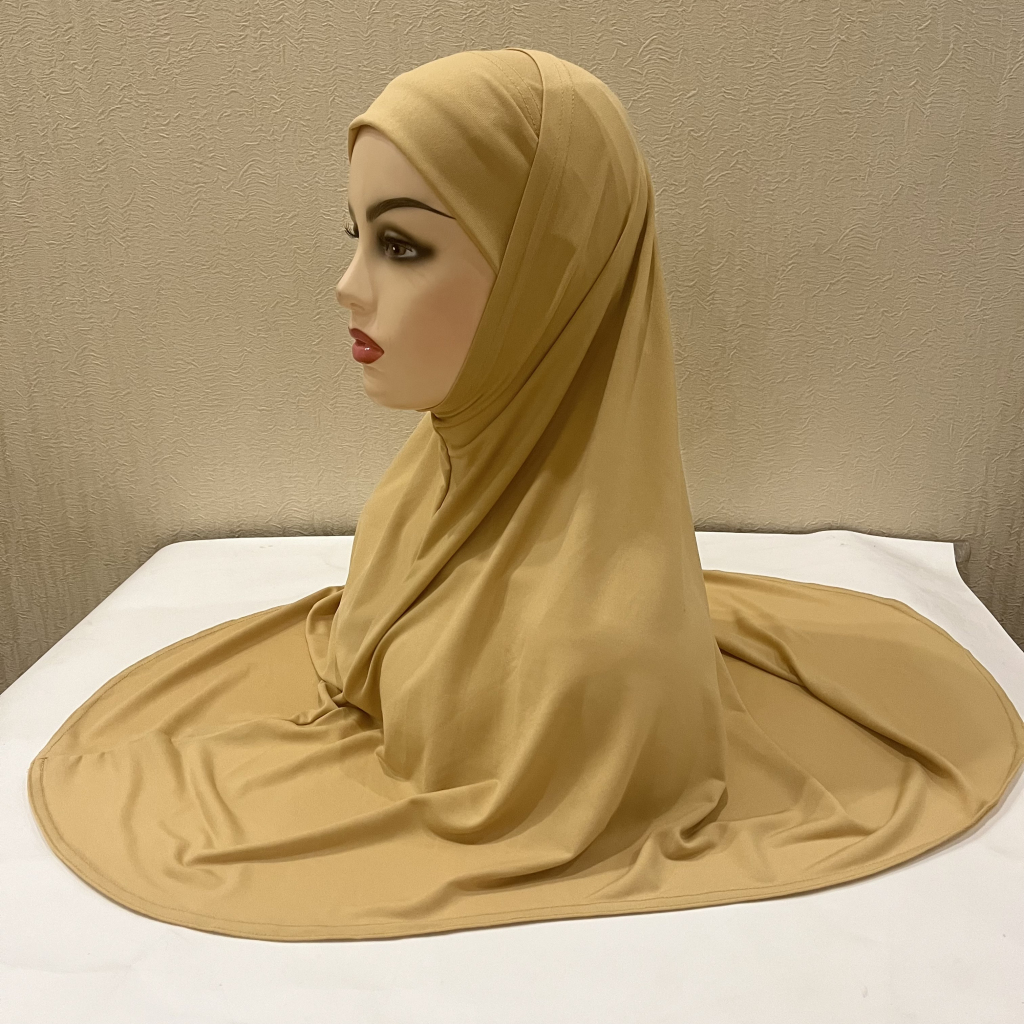 H292 Hijab de prière en Lycra uni, deux pièces, hijab extérieur avec sous-foulard, foulard musulman, foulard islamique, chapeau, bandeau à enfiler, armia