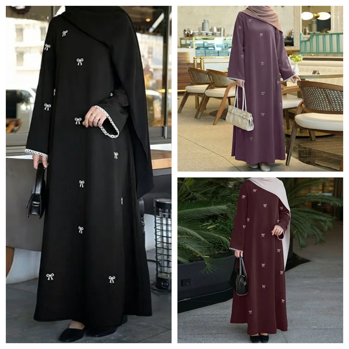 Robe d'Aïd Abaya pour femmes, robes modestes musulmanes, robe longue à imprimé nœud, Vestidos saoudiens, Kaftan, Abayas du Maroc, Jalabiya de Dubaï, Ramadan