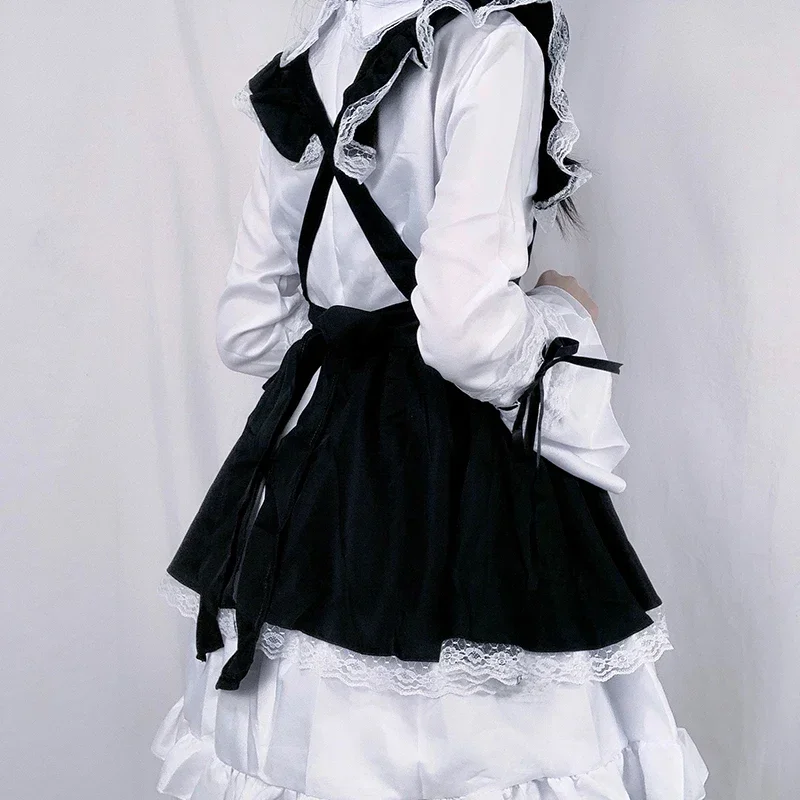 Tenue de femme de chambre Lolita Cosplay pour hommes et femmes, costume mignon, uniforme noir et blanc, robe tablier, nœud mignon, Mucama, Sexy 7.0 Kawaii 73