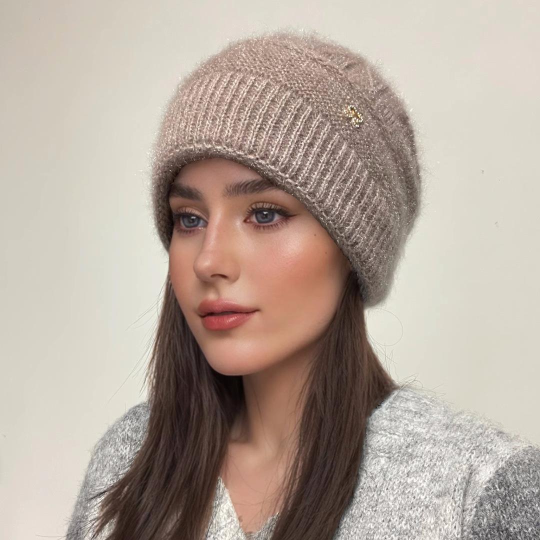Nouveau femmes chapeau d'hiver chaud Protection des oreilles tricot chapeaux épaissir laine Double couche casquettes chaudes personnes âgées tout-Match froid coupe-vent chapeaux