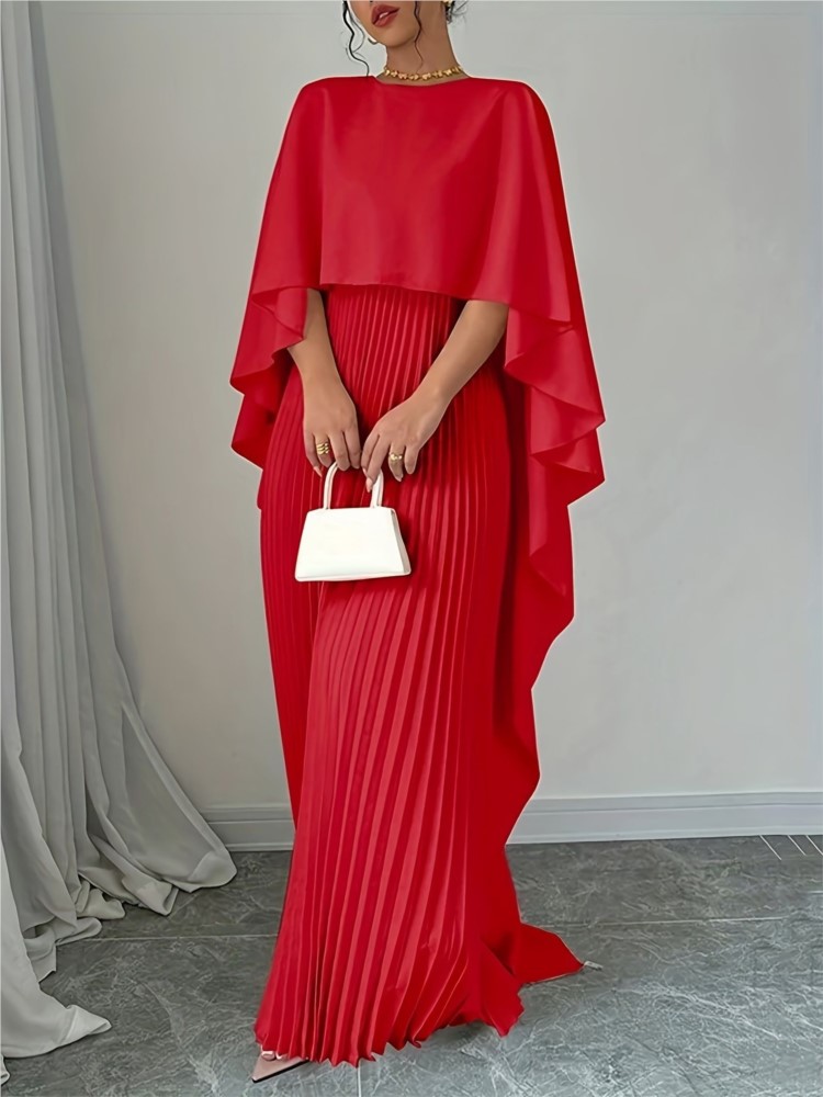Robe longue à manches chauve-souris pour femmes, ample, bouclée, irrégulière, élégante, manches de sept pouces, nouvelle collection printemps été 2025