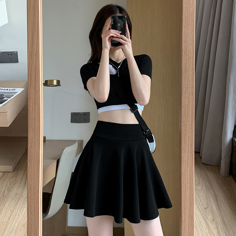 Jupes d'été pour femmes, mode Sexy, Mini jupes de soleil plissées élastiques pour écolière, uniforme coréen noir, jupes de Tennis taille haute