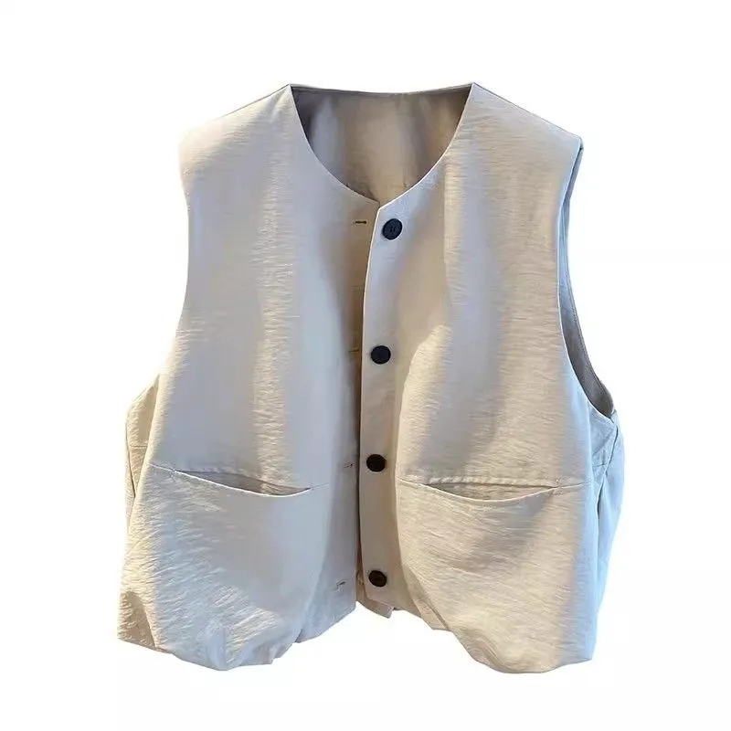 Femmes gilet manteau 2025 printemps automne sans manches mode dames gilet veste ample décontracté polyvalent dame gilet vêtements d'extérieur