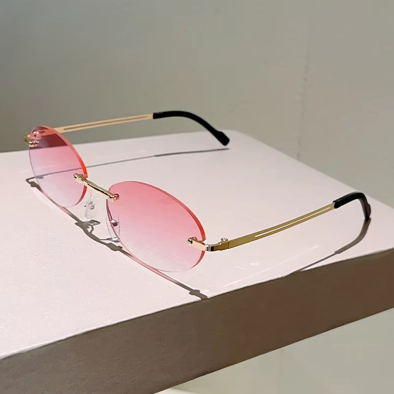 Lunettes de soleil ovales sans monture tendance, dégradées, pour hommes et femmes, design vintage, décontractées, mode, magnifiques lunettes de soleil