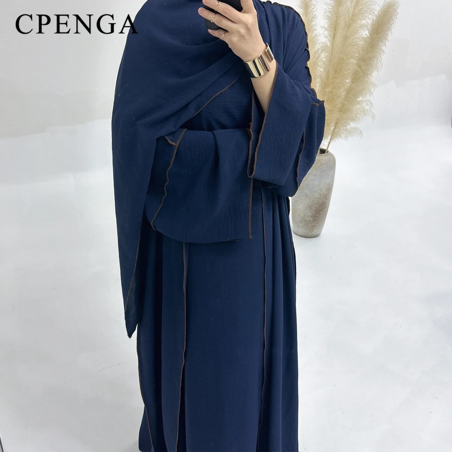 Robe musulmane modeste pour femmes, Hijab uni arabe, Abaya, Ramadan, Vêtements islamiques, Turquie, Robes à manches longues avec intérieur, 3 pièces