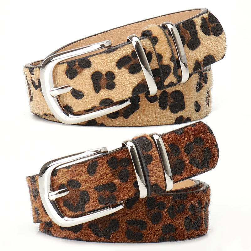 Nouvelle ceinture à double anneau à imprimé léopard pour femmes, style européen et américain tendance, ceinture polyvalente pour manteau, ceinture de taille pour femmes