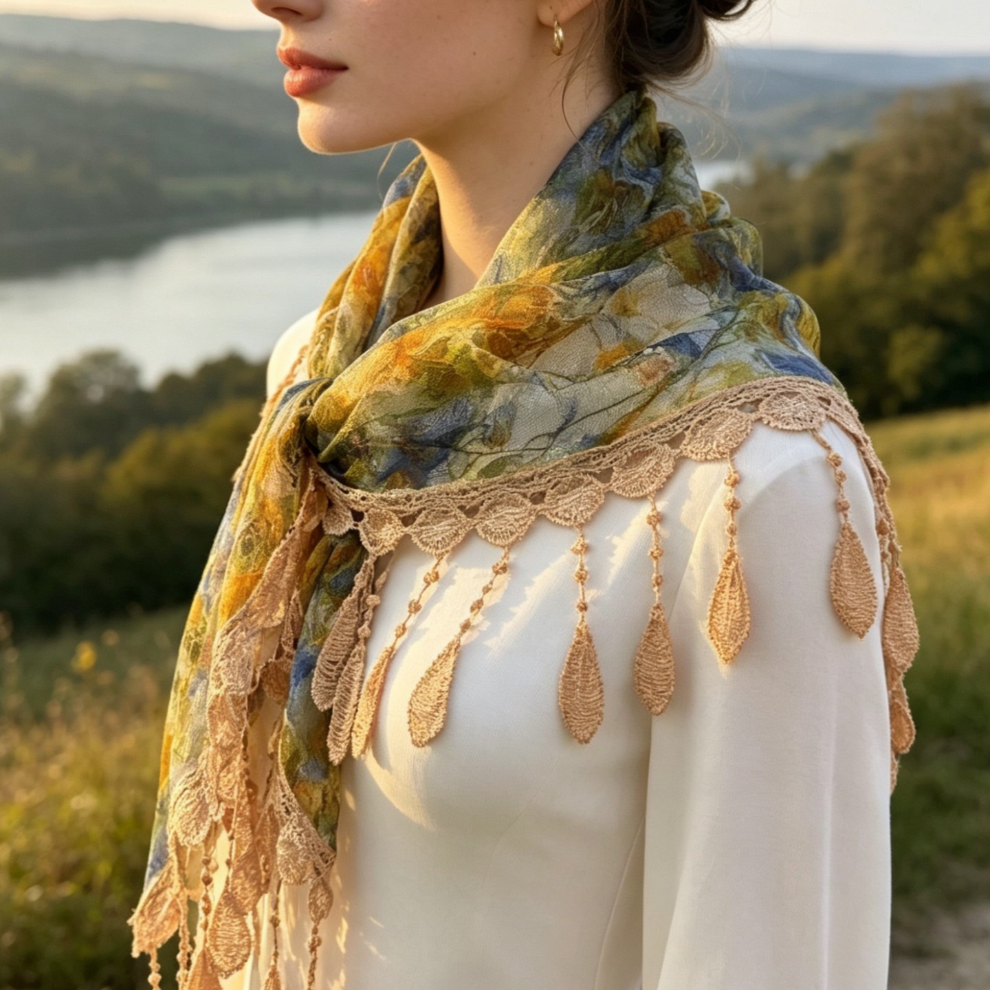 Écharpe triangulaire bohème tendance avec dentelle, châle à franges pour femme, foulard de plage d'été, ceinture de taille pour les vacances
