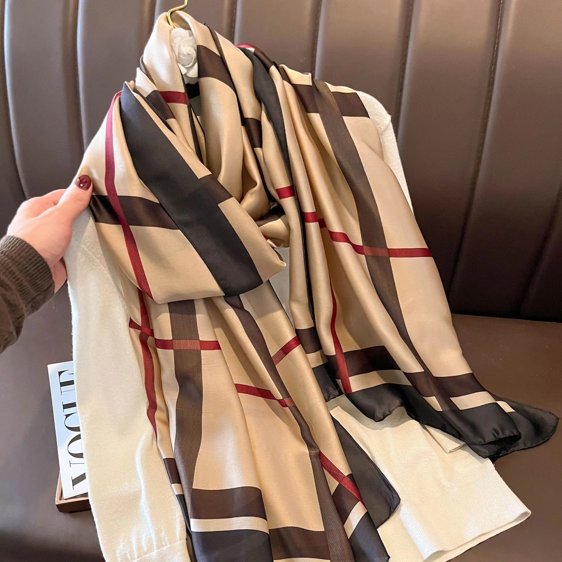 180*90 cm marque de luxe printemps été automne femmes vêtements nouvelle mode couleur correspondant imprimé foulard en soie dame populaire turba