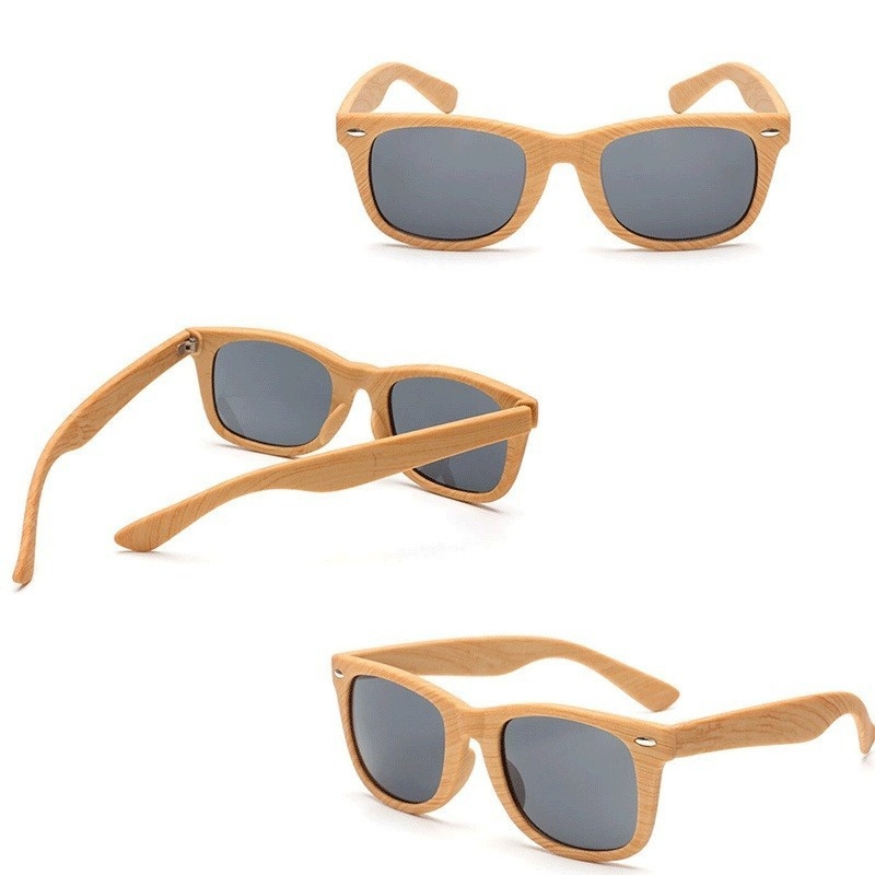 Lunettes de soleil rétro Vintage pour hommes et femmes, couleur bois, mode été, Grain de bois