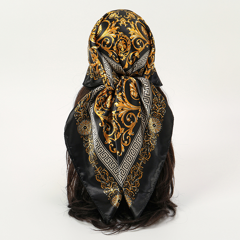 2025 soie châle carré Foulard pour femmes imprimer bandeau Foulard Satin Hijab bandes de cheveux Foulard femme bandeau Bandana