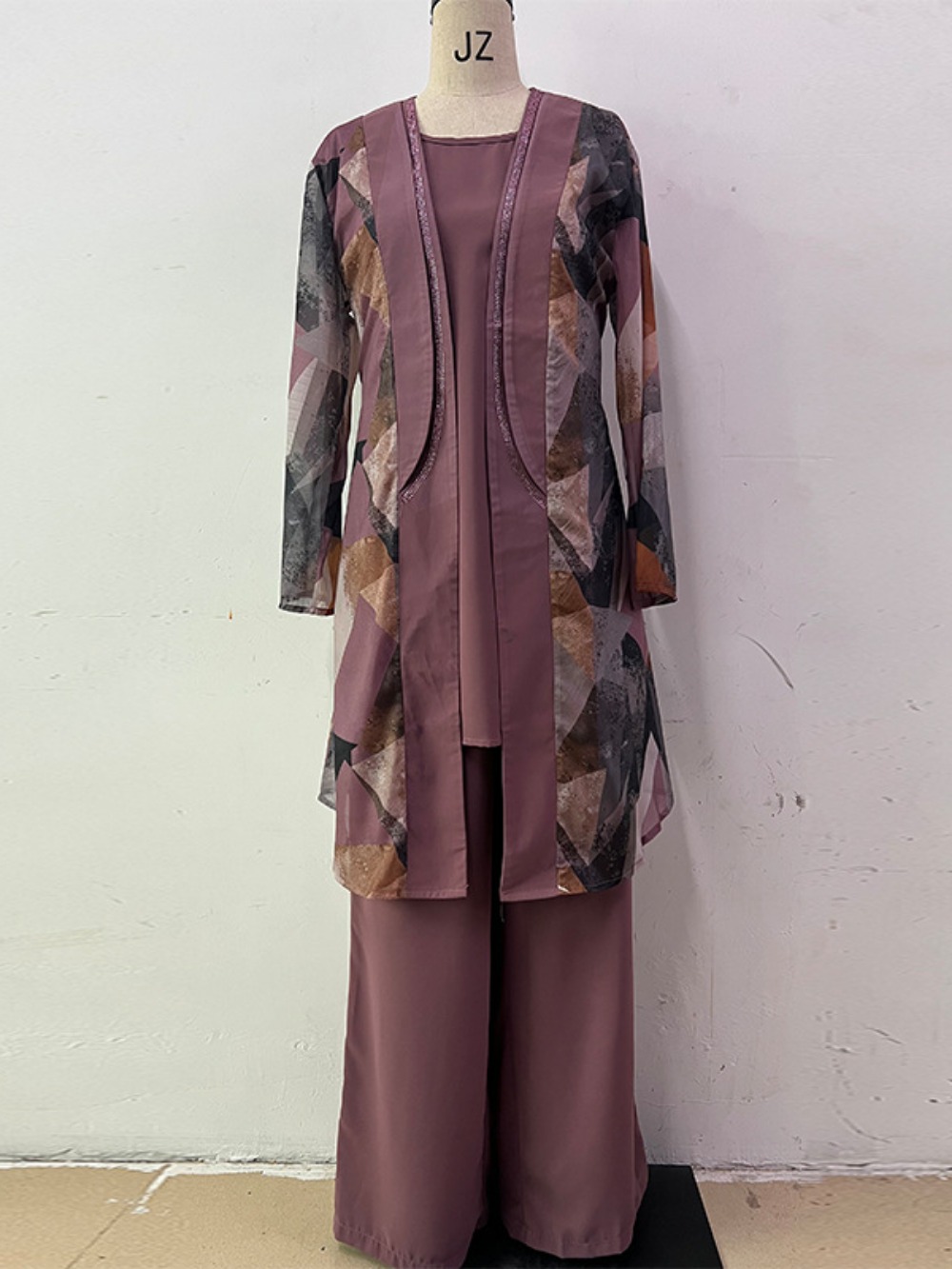 Eid femmes Abaya 3 pièces ensemble avec pantalon fête Ensembles musulmans Caftan Robe Jalabiya Ramadan marocain dubaï 2025 Ensembles Musulman