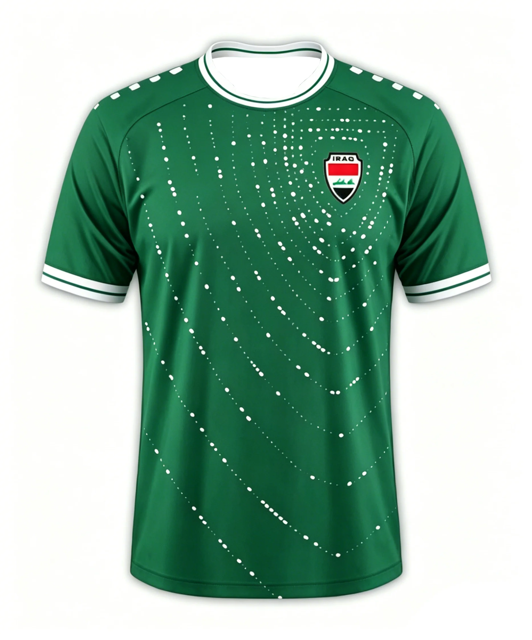 Maillot de football style Irak 2026 – Séchage rapide, respirant, vert et blanc – T-shirt décontracté pour fans, sports de plein air et streetwear