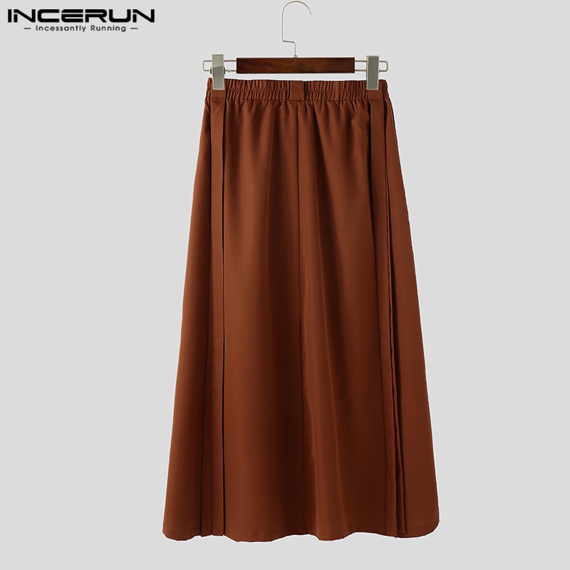 Hommes jupes solide pantalon irrégulier taille élastique surdimensionné fendu pantalon hommes jupes Streetwear 2025 mode hommes bas INCERUN