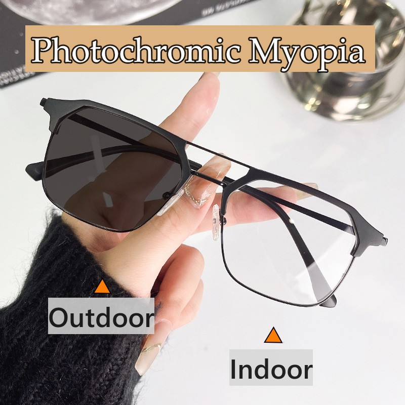 Lunettes photochromiques d'extérieur de luxe pour hommes et femmes, lunettes de myopie finies, dioptries inférieures, unisexe, document proxy, mode vintage