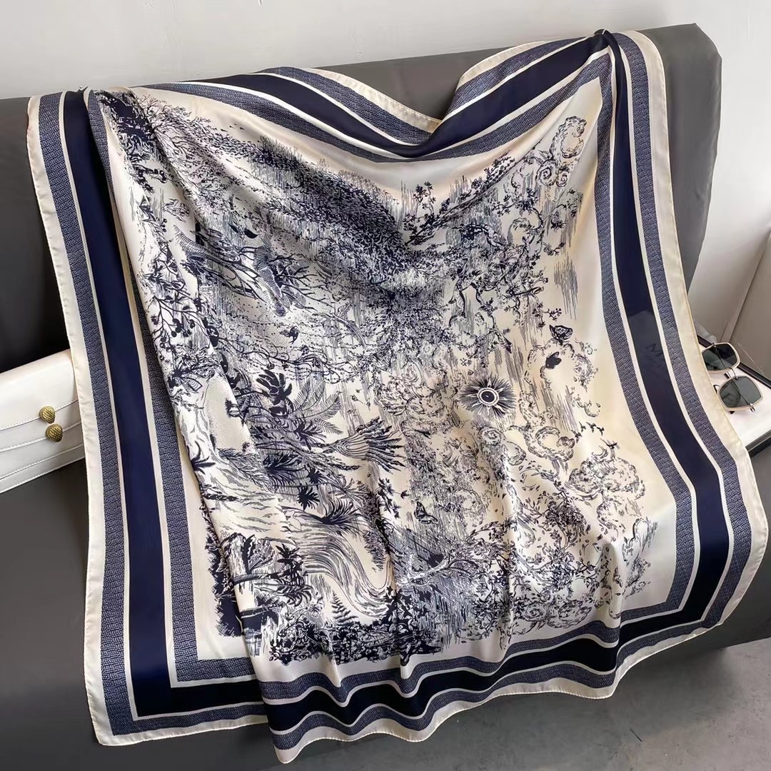 Écharpe de printemps pour femmes, Design de luxe, matériau en Polyester, écharpe lisse, châle doux, plage, 110x110cm