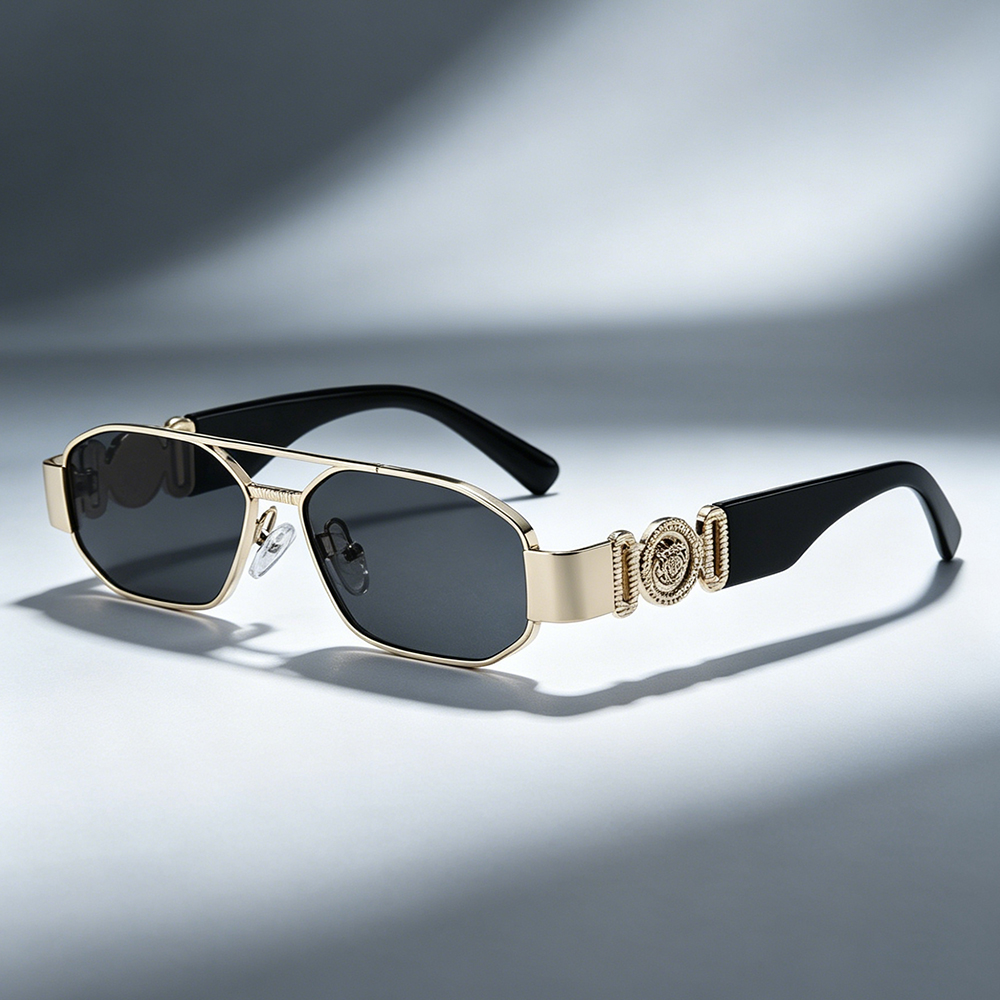 Lunettes de soleil carrées vintage unisexes en métal, nouvelle marque de créateur populaire, lunettes polyvalentes pour femmes et hommes