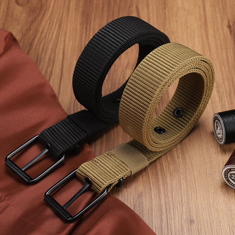 Ceinture en toile perforée, ceinture à boucle à aiguille pour hommes, version coréenne pour jeunes étudiants, ceinture en jean polyvalente, entraînement militaire, extension