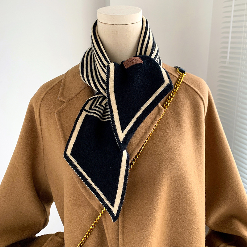 Écharpe de Marque de Luxe à Rayures pour Femme, Foulard d'Hiver Chaud, Long et Maigre, Petit, Nouveau Design