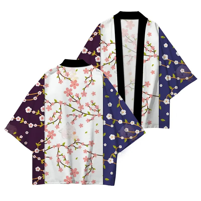 Vêtements traditionnels japonais de haute qualité, kimono décontracté ample, motif vague soleil rouge imprimé, protection UV estivale, kimono S-5XL