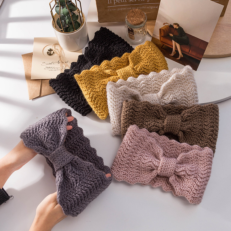 Femmes torsion tricoté bandeau printemps chaud doux élastique bandes de cheveux accessoires couleur unie large Turban Hip Hop bandeau bandeau