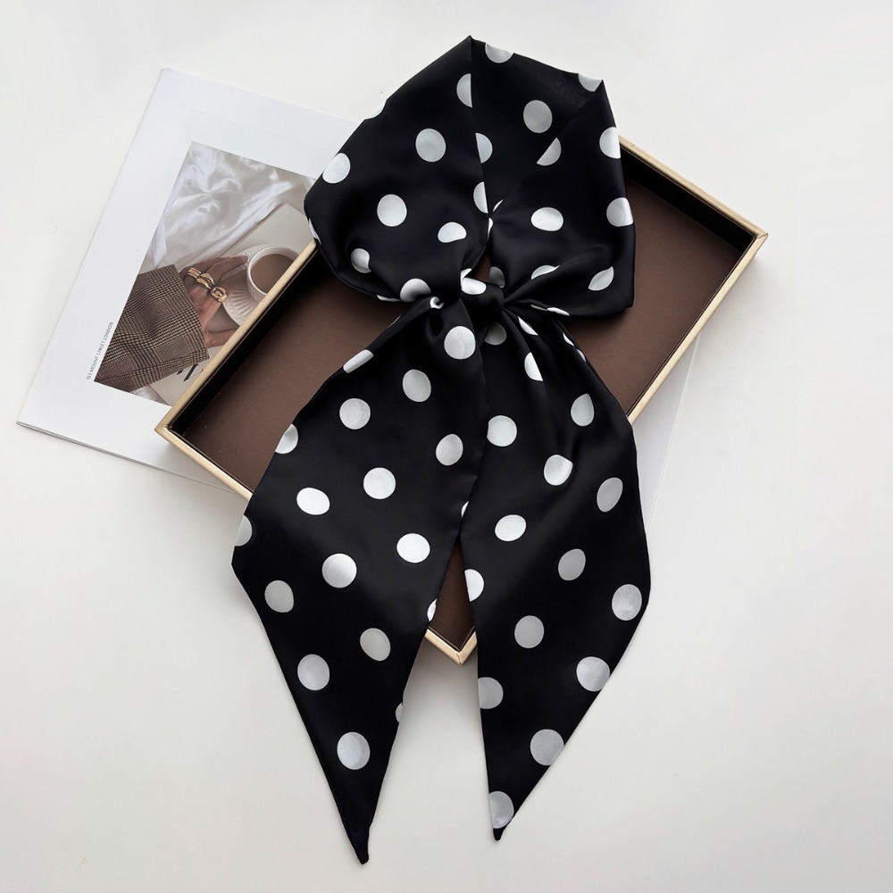 Écharpe longue pour femme à imprimé pois, effet soie, pour le cou, les cheveux ou comme ruban, foulard féminin, bandeau imprimé, ruban pour la tête