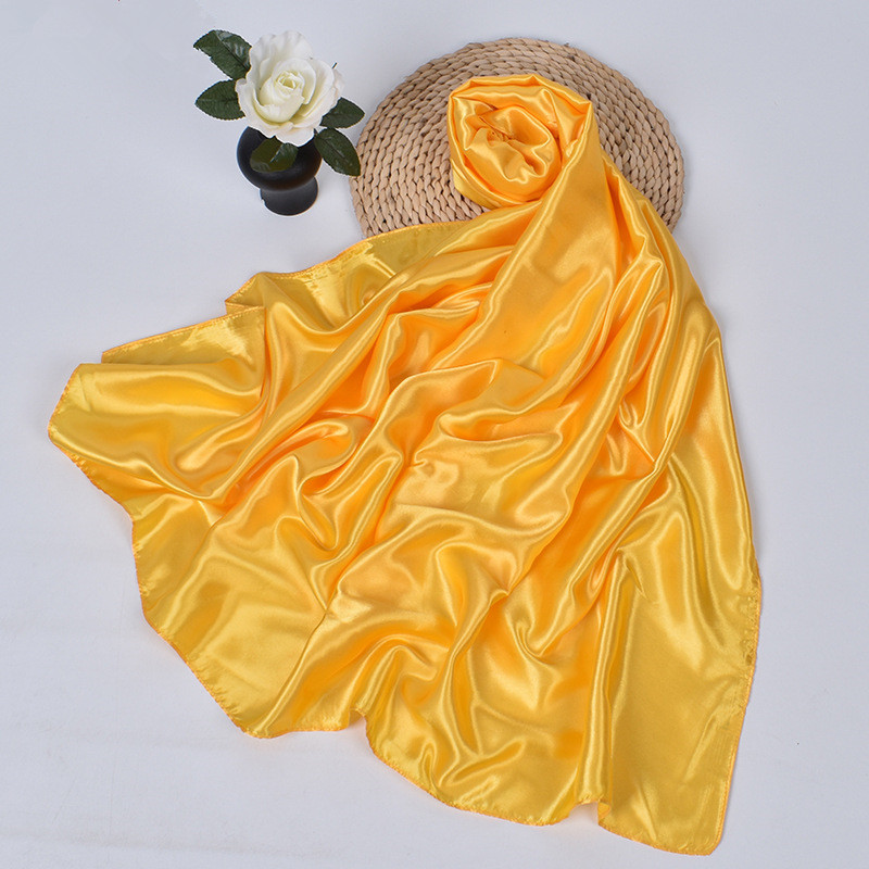 Foulards de luxe en soie pour femmes, carrés, en satin, hijab uni, châles, écharpes, bandeaux, bandanas islamiques