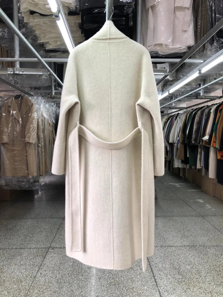 Manteau en laine Double face pour femmes, nouveau Style peignoir, ample, grand col rabattu, manches longues, mode, veste chaude en laine, automne hiver