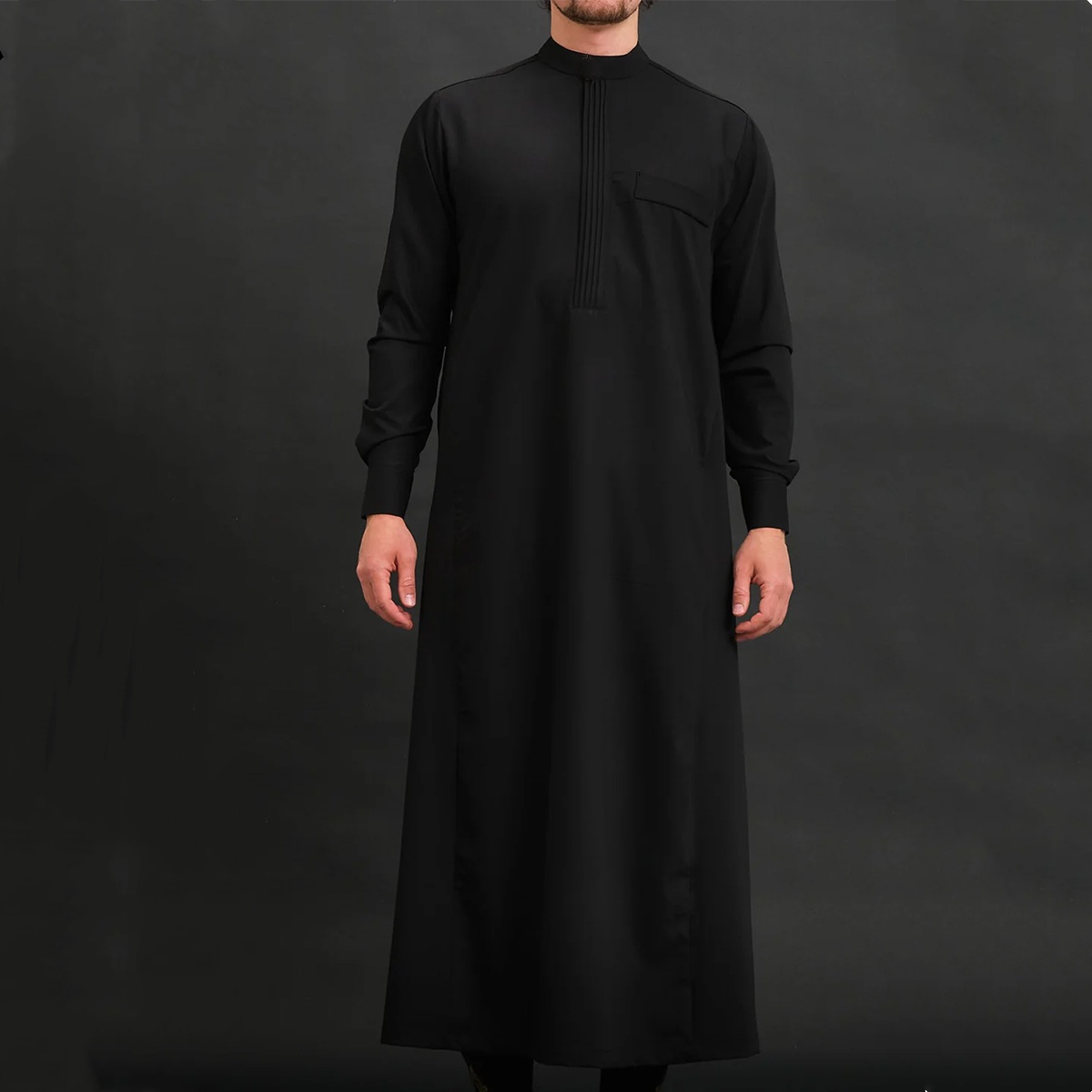 Qamis formel pour hommes musulmans, à manches longues, couleur unie, coupe ample, style traditionnel islamique, Kaftan, tenue ethnique arabe pour festivals