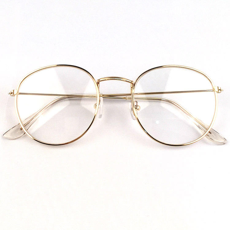 Lunettes optiques de styliste pour femmes, montures rondes en métal, verres transparents, noir argent or
