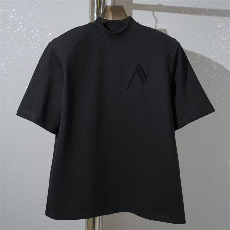 T-shirt femme nouvelle lettre brodée col rond pull pour l'été 2025 style couple coupe ample mélange de coton haut à manches courtes