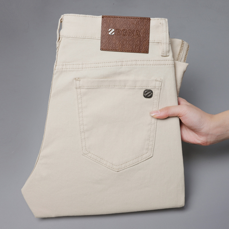 Jean de luxe haut de gamme pour hommes, pantalon élastique tendance polyvalent, coupe slim, simple et décontracté, printemps/été 2025