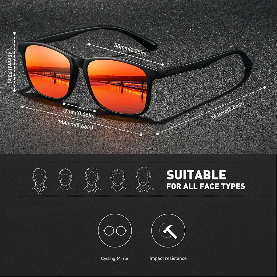 Lot de 6 Lunettes de Soleil Carrées Vintage de Marque pour Homme et Femme – Idéales pour la Conduite, la Pêche et les Loisirs en Extérieur