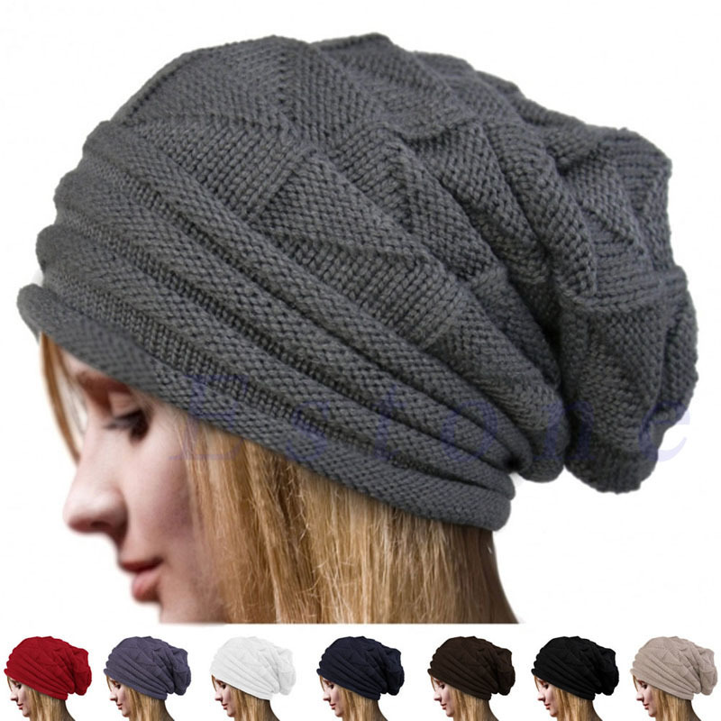 Chapeau tricoté d'hiver pour femmes, Baggy, Slouchy, Bonnet chaud d'extérieur, Bonnet de ski de neige, casquettes chaudes en laine