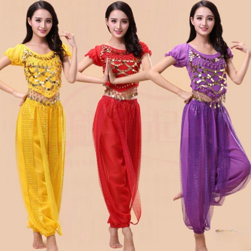 Costumes de danse du ventre en mousseline de soie indienne pour adultes, pantalons Sari pour patients éma ens, ensemble de pratique de la danse du ventre, le moindre contreplaqué, femmes