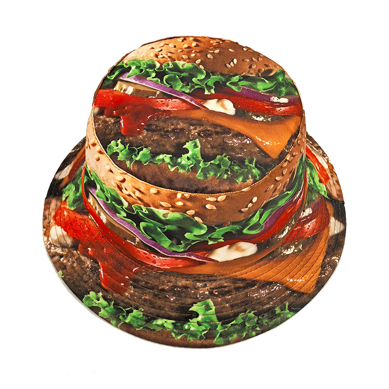 Bocca Hamburger impression seau chapeau motif alimentaire pêcheur chapeaux emplacement conception Panama casquette pour hommes femmes drôle extérieur crème solaire