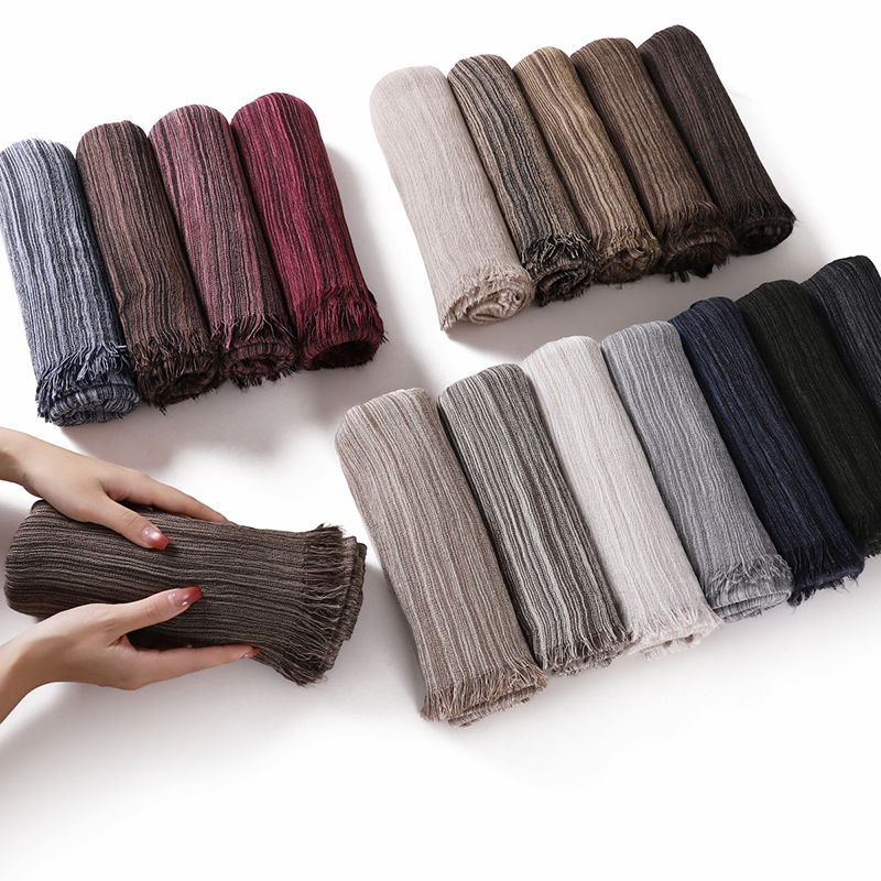 Nouveauté femmes musulman écharpe châles solide Foulard enveloppes grande taille plaine froissé rayonne Hijab islamique Turban bandeaux Foulard