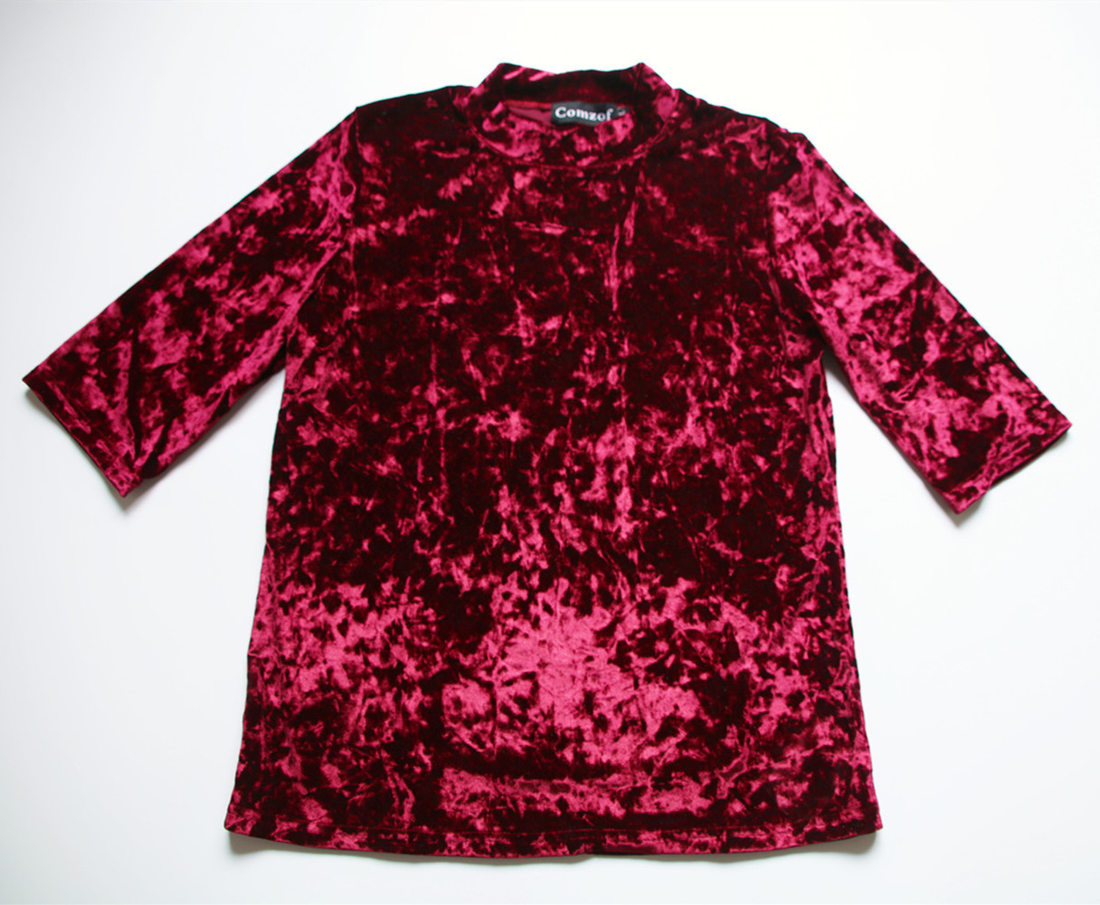 T-shirt manches mi-longues en velours pour femmes, Vintage, décontracté, à la mode, Harajuku