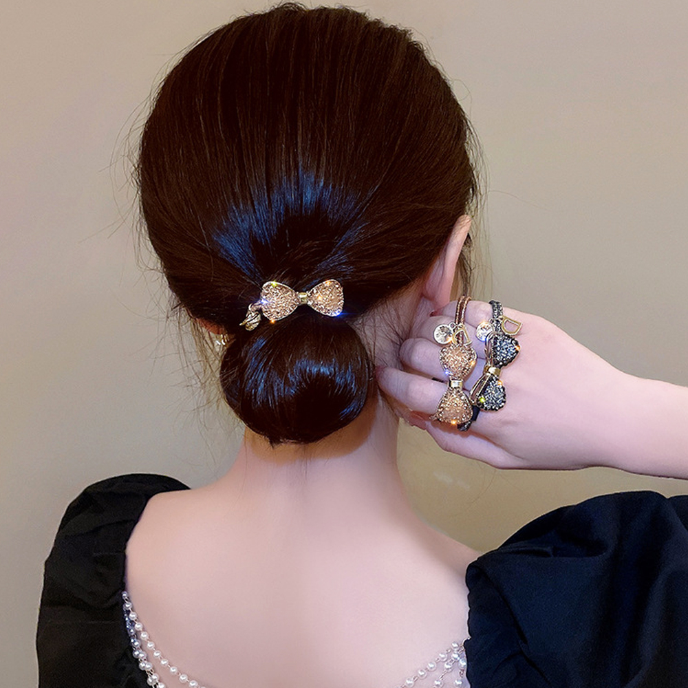 Attaches de cheveux de luxe avec nœud papillon en strass, élastiques, élastique pour queue de cheval, chouchous simples pour femmes et filles, cadeaux